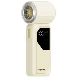 Verbatim Tragbarer Handventilator Cool 'n' Go AirJet USB-C, 4000 mAh Akku, Leise & Wiederaufladbar für Unterwegs in Weiß/Silber günstig