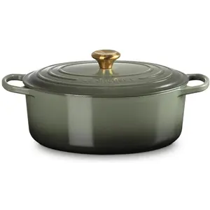Le Creuset Signature Braadpan Ovaal, 31cm thyme, Pfanne + Kochtopf, Grün
