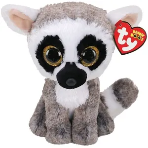 TY Beanie Boos Linus, Spielzeug-Lemur, Schwarz, Braun, Weiß, Plüsch, 3...