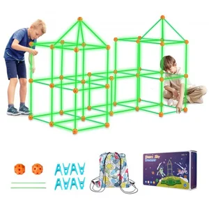 VEVOR Festungsbausatz für Kinder, 140-teiliges im Dunkeln leuchtendes ...