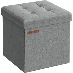 Songmics, Sitzbank, Faltbarer Aufbewahrungshocker klein 30x30 cm hellgrau (30 cm) günstig