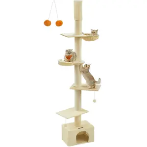 Feandrea Kratzbaum groß deckenhoch, 252 cm höhenverstellbar, XXL beige günstig