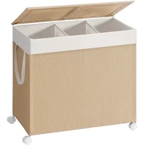 Songmics, Wäschekorb, Wäschekorb Rattan-Optik 3 Fächer (140 l) günstig