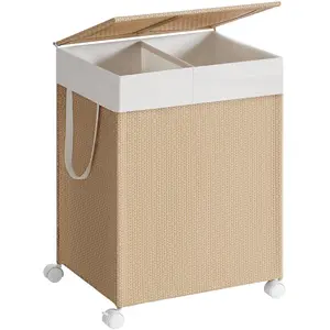 Songmics, Wäschekorb, Wäschekorb Rattan-Optik mit Deckel (100 l) günstig