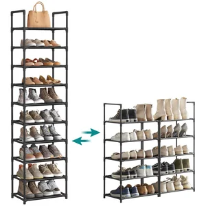 SONGMICS Schuhregal Schuhablage, 10 Ebenen, für 20 Paar Schuhe und Sti... günstig