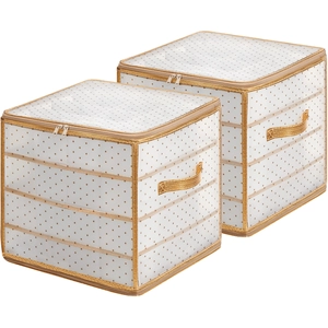 SONGMICS Aufbewahrungsboxen für Weihnachtskugeln, 2er Set, Schachteln für Weihnachtsschmuck, 128 Fächer, herausnehmbare Einlegefächer, je 34,5 x 34,5 x 34 cm, halbtransparent-goldfarben RFB029A02 günstig