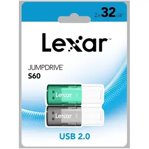Lexar Pack 2 Clés Usb2 Jumpdrive 32Go S60 (32 GB, USB-A), USB Stick, Grün, Grau günstig
