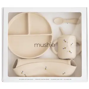 Mushie, Kindergeschirr + Kinderbesteck, Set günstig