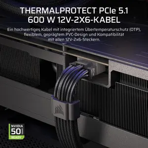 CORSAIR ThermalProtect Universal PCIe 5.1 600W 12V-2x6 Cable Black