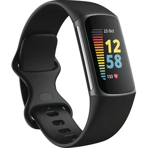 Fitbit Charge 5, Aktivitäts-Trackerarmband, AMOLED, GPS, Nahfeldkommunikation (NFC), Wasserfest, Schwarz