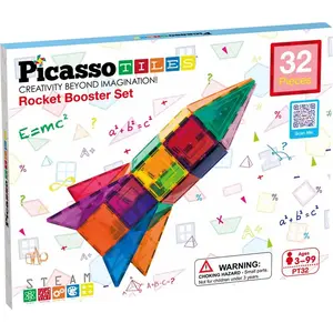 PicassoTiles Picasso Tiles Raketen-booster-set (pt32) Konstruktionsspiel 32 Stücke