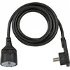 Bild von Kurzverlängerungsleitung mit Winkel-Flachstecker H05VV-F3G1,5 , 3 m, schwarz