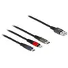 Bild von USB Ladekabel, USB-A Stecker > USB-C + Micro USB + Lightning Stecker