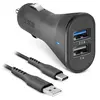 Bild von Autoladegerät mit USB-C-Kabel, USB-A, 10 W, 2,1 A, 1 m, Schwarz