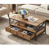 Bild von VASAGLE Couchtisch Wohnzimmertisch mit Schubladen, für Wohnzimmer, Industrie-Design, Sofatisch, X-förmige Streben