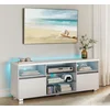 Bild von VASAGLE TV-Schrank mit LED-Beleuchtung, Fernsehtisch, für Wohnzimmer, 40 x 160 x 60 cm für Fernseher bis zu 70 Zoll, mit offenen Ablagen, 2 Schränke, weiß