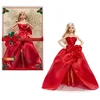 Bild von Barbie Anziehpuppe Holiday Barbie blond mit rotem Kleid, Sammlerpuppe