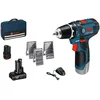 Bild von Bosch Professional Akku-Bohrschrauber GSR 12V-15, max. 1300 U/min, (Set), inkl. 2 Akkus, Ladegerät und Tasche