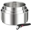 Bild von Tefal Topf-Set Ingenio Preference, Topfset Induktion, abnehmbarer Griff, platzsparend, Edelstahl (Set, 4-tlg., 3x Stielkasserollen Ø 16/18/20 cm, 1x abnehmbarer Griff), stapelbar, hochwertiger Edelstahl, für alle Herdarten geeignet, L898S4