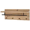 Bild von HAKU Garderobenständer PARMA 5 Garderobe - eiche-schwarz - MDF, Metall - H. 30cm x B. 75cm, (1xWandgarderobe, Wandhalterung - Wandhalter), Wandhakenleiste - Hakenleiste - Garderobenleiste - Wandhaken