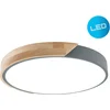 Bild von näve LED Deckenleuchte Borneo, LED fest integriert, Warmweiß, rund, LED, Rand teils grau/teils Eichenholz, Lichtfarbe warmweiß