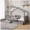 Bild von IDIMEX Hausbett ELEA, Hausbett Montessori Bett Kinderbett Tipibett 90 x 200 Kiefer Schublad