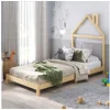 Bild von IDIMEX Hausbett LIZ, 90x200 cm Montessori Bodenbett im Hausdesign aus Massivholz Hausbett