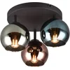 Bild von Reality Leuchten Deckenleuchte SHELDON, Deckenlampe 3-flammig exkl 3x E14 max 10W Glasschirme bunt, Leuchtmittel wechselbar, warmweiß - kaltweiß, Ø gesamt 33cm, Deckenleuchte blau grün + kupfer Glas verspiegelt