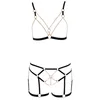 Bild von Cottelli Collection Set: Bügelloser BH Dessous-Set mit Ketten: BH und Slip - schwarz, roségold (2-tlg) mit offenem Schritt und Cups