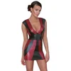 Bild von Cottelli Collection Minikleid Wetlook Kleid - schwarz, rot (1-tlg) Tiefer Ausschnitt vorne und hinten