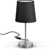 Bild von B.K.Licht Tischleuchte, ohne Leuchtmittel, LED Nachttischlampe mit Schalter E14 IP20 Stoff taupe matt-nickel