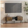 Bild von en.casa Lowboard, »Eskilstuna« Fernsehtisch 120x29,5x46,5cm Schwarz / Dunkler Holzton