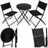 Bild von tectake Essgruppe Bistro-Set für 2 Personen, Tisch mit Sicherheitsglasplatte, (Gartenmöbel Düsseldorf, 3-tlg., in schwarz), klappbar, widerstandsfähig, UV-beständig, Stühle mit Griffen