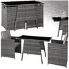 Bild von tectake Sitzgruppe Rattan Gartenlounge für 2 Personen, zusammenschiebbar, (Loungeset Lausanne, 3-tlg., für Außen in Grau), widerstandsfähig, UV-beständig, mit Sicherheitsglasplatte