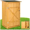 Bild von tectake Geräteschrank Gartenschrank, 75 x 56 x 118 cm, gefertigt aus imprägniertem (Terrassenschrank Taman, 1-St., in braun) Zwei Regalböden, Dachpappe aus Bitumen, mit Riegelverschluss
