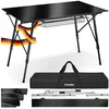 Bild von tectake Campingtisch Aluminium Klapptisch - faltbar, wetterfest, 90 x 52 x 47 - 70 cm (Outdoor Beistelltisch Tina, 1-St., in schwarz), höhenverstellbar, mit Aufbewahrungsnetz und Tragetasche