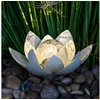 Bild von Spetebo LED Solarleuchte LED Solar Lotusblüte mit Crackleglas Kugel - 25 x 11 cm, LED, warm weiß, Garten Deko Kugelleuchte