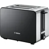 Bild von BOSCH Toaster ComfortLine TAT7203, integrierter Edelstahl-Brötchenaufsatz, 2 kurze Schlitze, für 2 Scheiben, 1050 W, Abschaltautomatik, Auftaufunktion, Edelstahl/schwarz