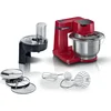 Bild von BOSCH Küchenmaschine Serie 2 MUMS2ER01, Durchlaufschnitzler, 4 Scheiben, rot, 700 W, 3,8 l Schüssel, Durchlaufschnitzler, 3 Reibescheiben, Patisserieset Edelstahl