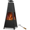 Bild von Gardebruk Feuerschale, Terrassenofen für Draussen Metall mit Abdeckung Schürhaken Holz 102cm