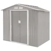 Bild von HATTORO Gartenhaus, BxT: 213,00x127,00 cm, Metall-Gerätehaus, Geräteschuppen, Fundamentahmen, S-Dach, Hellgrau