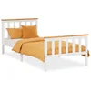 Bild von Homestyle4u Holzbett 90x200 140x200 70x140 mit Lattenrost Jugendbett Weiß/Natur schlicht (Set, mit Lattenrost), mit Kopfteil