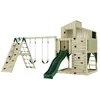 Bild von OutdoorToys Spielturm Finn aus Holz in Dunkelgrün mit Kinderschaukel & Rutsche, Kletterwand, aus Holz in Dunkelgrün mit Kinderschaukel & Rutsche, Kletterwand