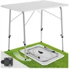 Bild von tectake Campingtisch Camping-Klapptisch, 80 x 60 x 68 cm, stufenlos höhenverstellbare (Outdoor-Tisch Julian, 1-St., in grau), Klappbar, mit furnierter MDF-Platte, bodenschonende Kunststoffkappen