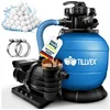 Bild von tillvex Sandfilteranlage 10 m³/h Filteranlage + 800g Filterbälle 7-Wege Ventil Poolfilter, Filterkessel mit Druckanzeige Sandfilter für Pool und Schwimmbecken