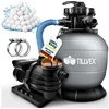 Bild von tillvex Sandfilteranlage 10 m³/h Filteranlage + 800g Filterbälle 7-Wege Ventil Poolfilter, Filterkessel mit Druckanzeige Sandfilter für Pool und Schwimmbecken