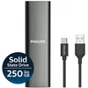 Bild von Philips Portable SSD 250 GB, FM25SS031P/00 externe SSD (250GB) 540 MB/S Lesegeschwindigkeit, 520 MB/S Schreibgeschwindigkeit, Ultra Speed USB-C 3.2, Space Grey, Aluminium