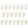 Bild von partydeco Papierdekoration, Tischnummern 1-20 Hochzeit 7x12cm transparent gold 20er Set