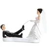 Bild von partydeco Tortenstecker, Tortenfigur Hochzeit 11,5cm Brautpaar mit Seil Weiß / Schwarz