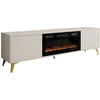 Bild von MIRJAN24 TV-Schrank Xylix 2D EF mit Elektrische Kamin (mit zwei Drehtüren) Realistische LED-Flamme, Füße aus Metall in der Farbe Gold